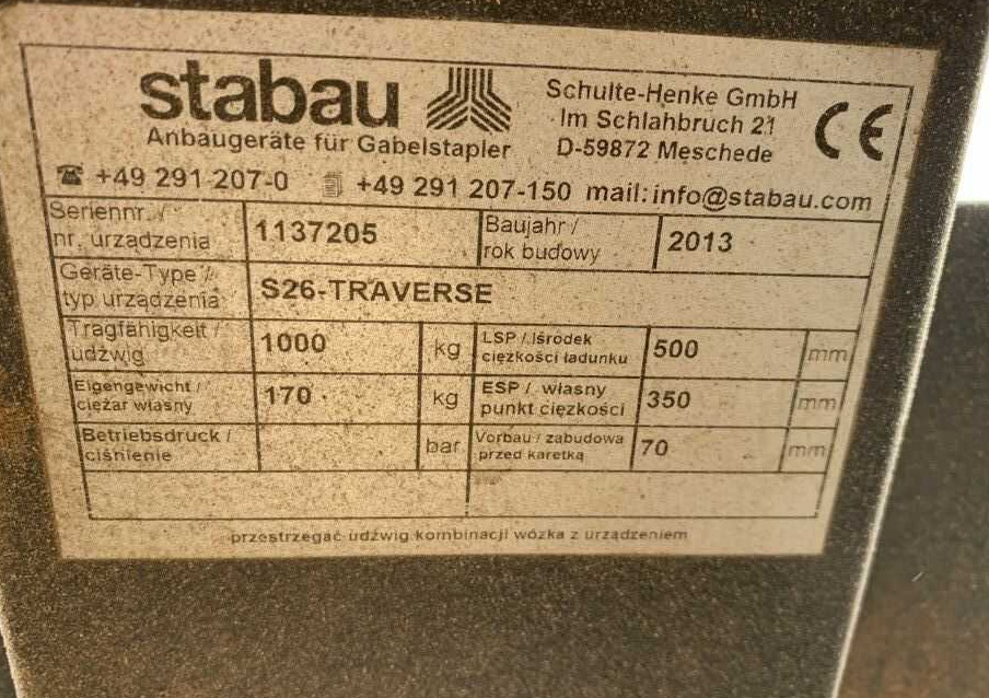 Stabau Traverse Stabau S26 - Forks for Material handling equipment: picture 4 Stabau Traverse Stabau S26 - Forks for Material handling equipment: picture 4