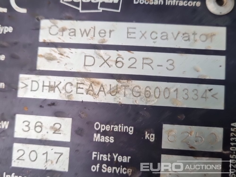 Mini excavator 2017 Doosan DX62R-3: picture 44
