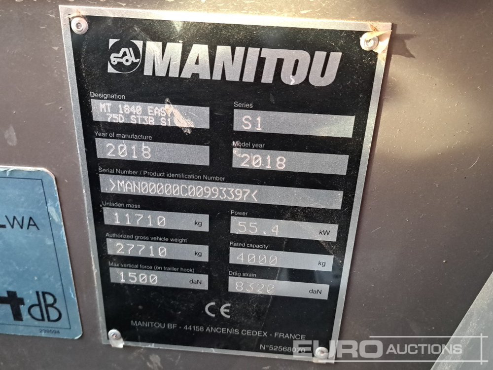Telescopic handler 2018 Manitou MT1840 Easy: picture 46