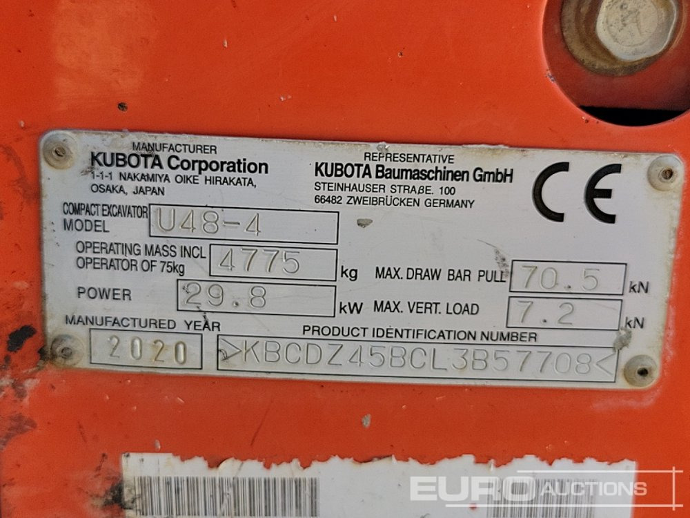 Mini excavator 2020 Kubota U48-4: picture 45