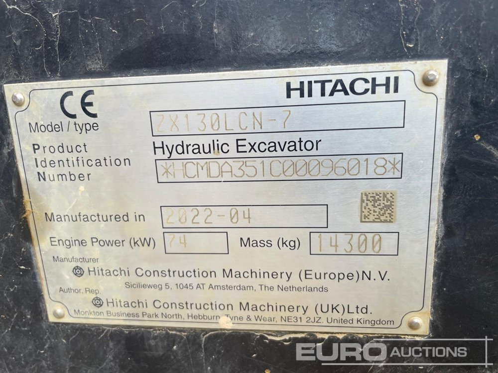 2022 Hitachi ZX130LCN-7 - Crawler excavator: picture 5 2022 Hitachi ZX130LCN-7 - Crawler excavator: picture 5