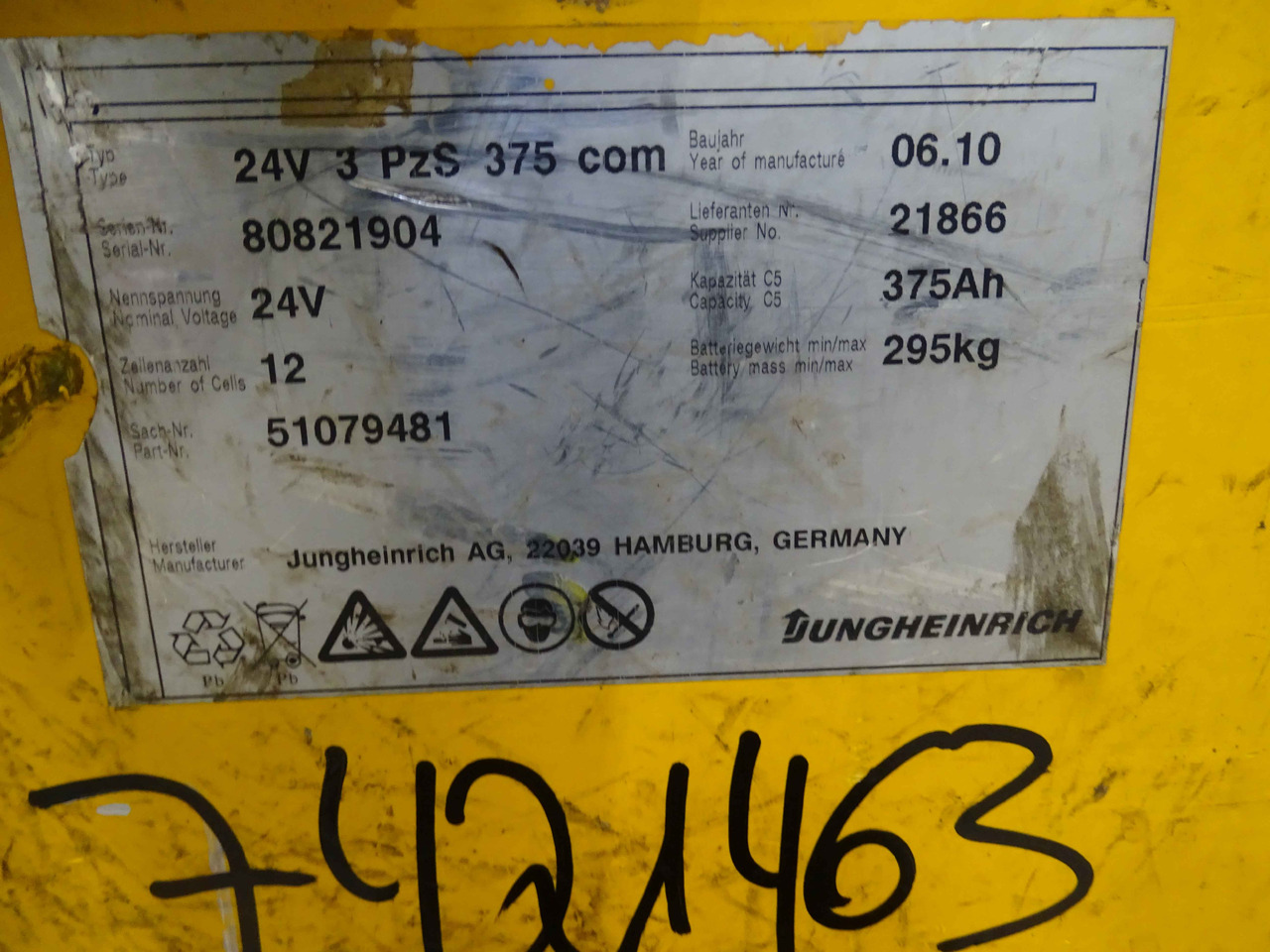 Jungheinrich 24V375AH - Battery for Material handling equipment: picture 4 Jungheinrich 24V375AH - Battery for Material handling equipment: picture 4